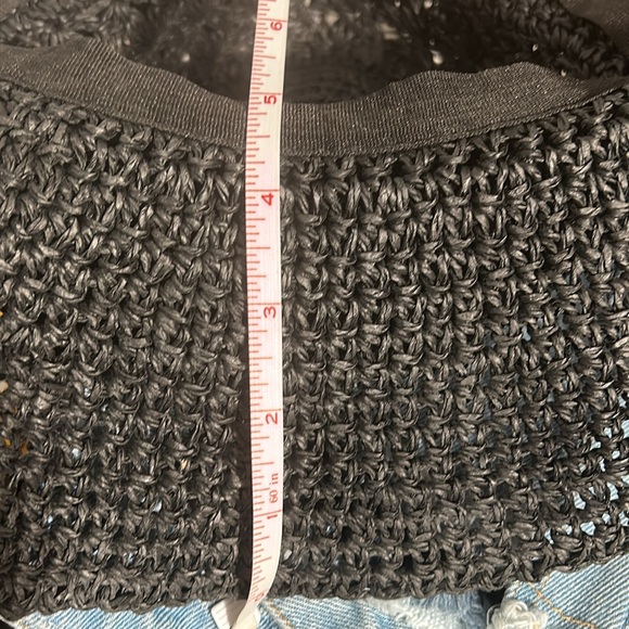 4.5 Inch Flat Brim Fancy Straw Hat - Black - Picture 9 of 9